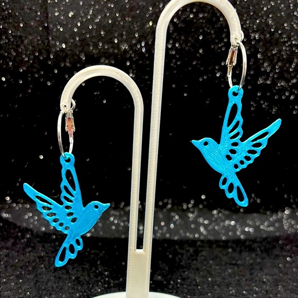 Blue Bird Earrings - Picture 1 of 3
